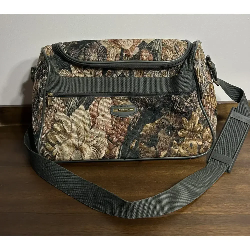 Jaguar Floral Tapestry Weekender Travel Luggage Bag Soft Shell Carry-on Vintage